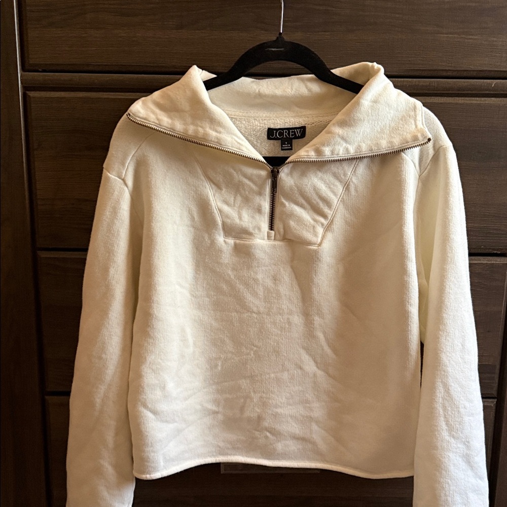 J. Crew Women's Cream Quarter-Zip Sweatshirt